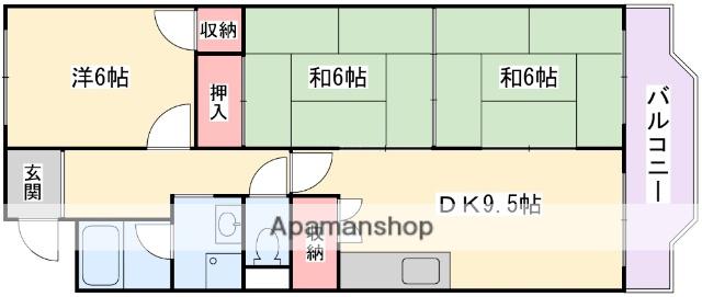 アメニティーコート(3DK/2階)の間取り写真