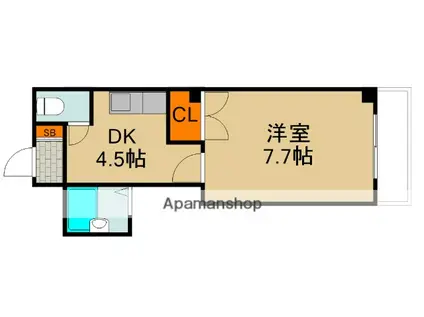 シャルマン大和田PARTⅠ(1DK/4階)の間取り写真