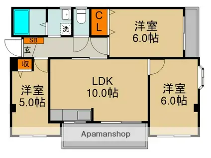 サンロイヤル(3LDK/2階)の間取り写真