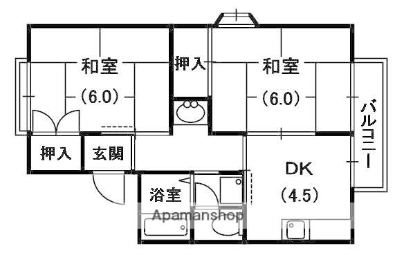 ブランマヌール(2DK/2階)の間取り写真