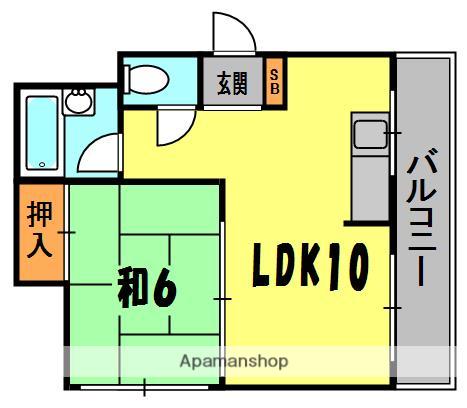 ハイデンス石津(1LDK/1階)の間取り写真