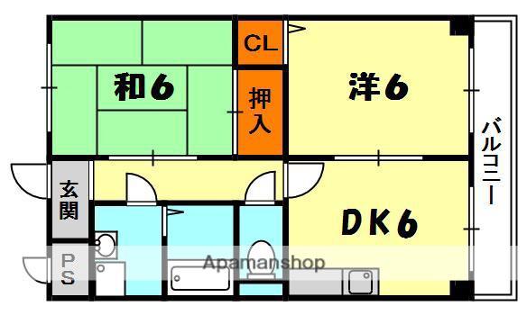 MPLAZA楠根参番館(2DK/5階)の間取り写真