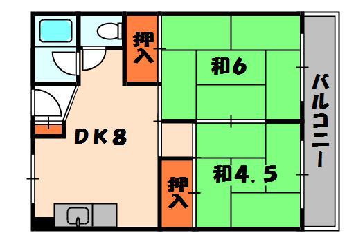 清水谷コーポ(2DK/2階)の間取り写真