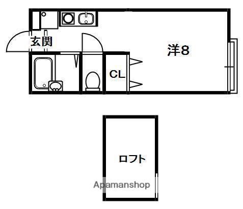 JUNⅠ(ワンルーム/2階)の間取り写真