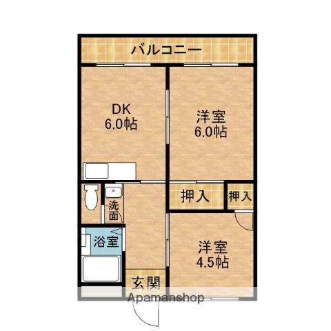 まるきハイツ清水(2DK/2階)の間取り写真