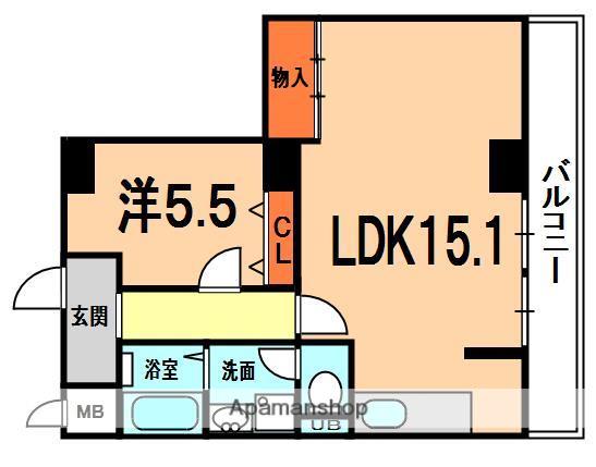 豊栄マンション(1LDK/5階)の間取り写真