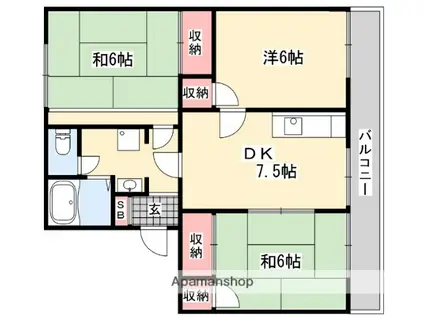 タウニーモイスンA(3DK/2階)の間取り写真