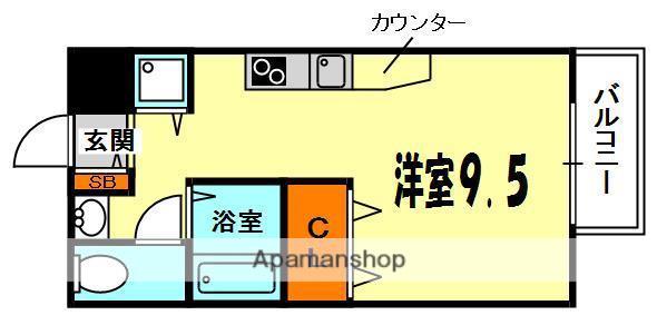 ラヴィスタ友呂岐(ワンルーム/2階)の間取り写真