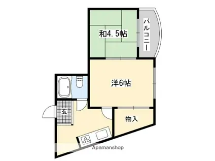 コスモ八坂ハイツ(2K/4階)の間取り写真