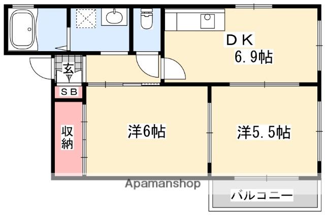 サニーハウス(2DK/1階)の間取り写真