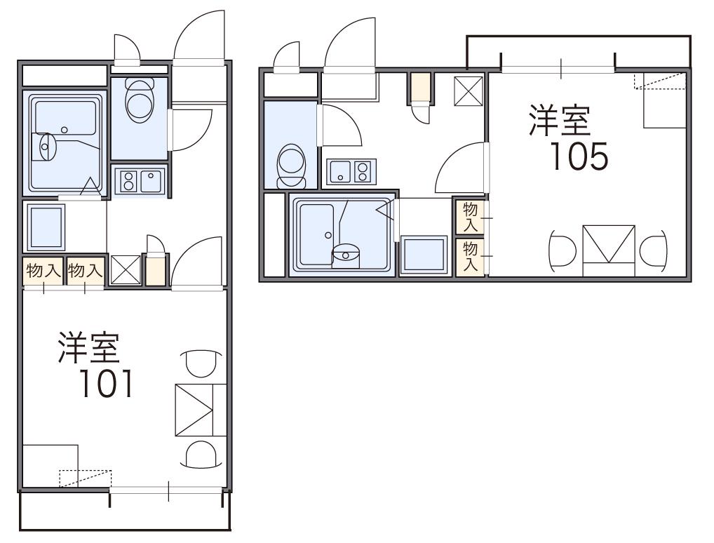 レオパレスアベニュー(1K/1階)の間取り写真