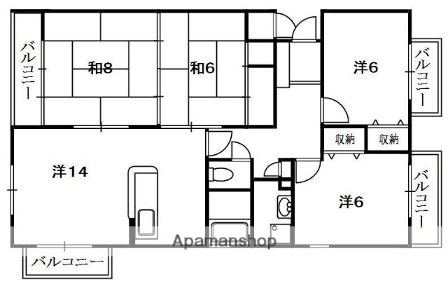 グリーンタウン東香里A棟(4LDK/4階)の間取り写真