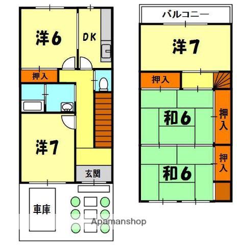 京阪電気鉄道京阪線 香里園駅 徒歩6分 2階建 築47年(5LDK)の間取り写真