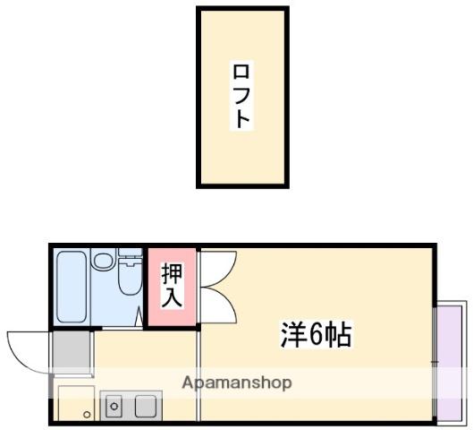 京阪電気鉄道京阪線 萱島駅 徒歩3分 2階建 築33年(ワンルーム/2階)の間取り写真