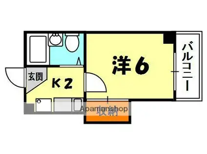 香里園第6マンション(1K/3階)の間取り写真