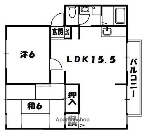 サンアレイ下野Ⅱ(2LDK/2階)の間取り写真