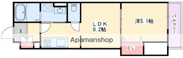 クリエオーレ明和(1LDK/1階)の間取り写真