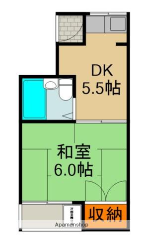 エクセレント舟田Ⅱ(1DK/3階)の間取り写真