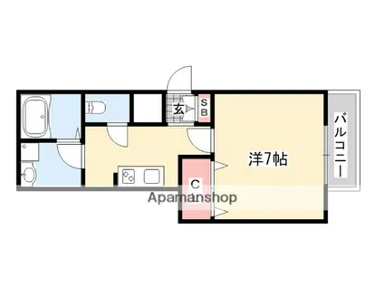 京阪電気鉄道京阪線 香里園駅 徒歩6分 3階建 築1年(1K/2階)の間取り写真