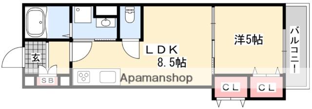 スリール明和Ⅱ(1LDK/2階)の間取り写真