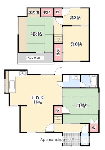 京阪電気鉄道京阪線 御殿山駅 徒歩9分 2階建 築51年(4LDK)の間取り写真