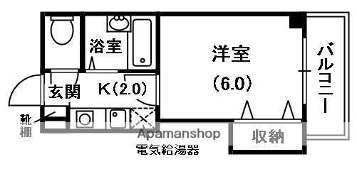 スタジオM(1K/4階)の間取り写真