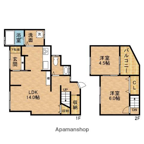 境橋町テラス(2LDK)の間取り写真
