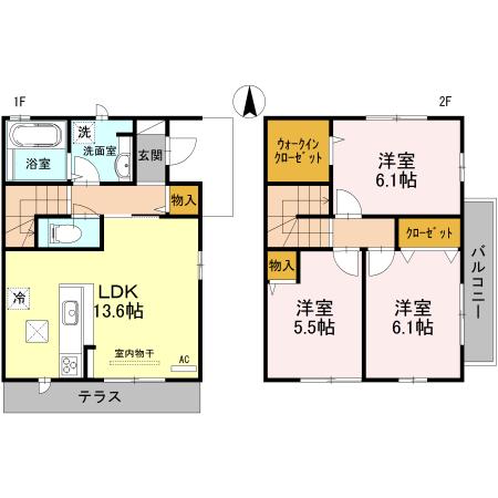 木屋町メゾネット(3LDK/1階)の間取り写真