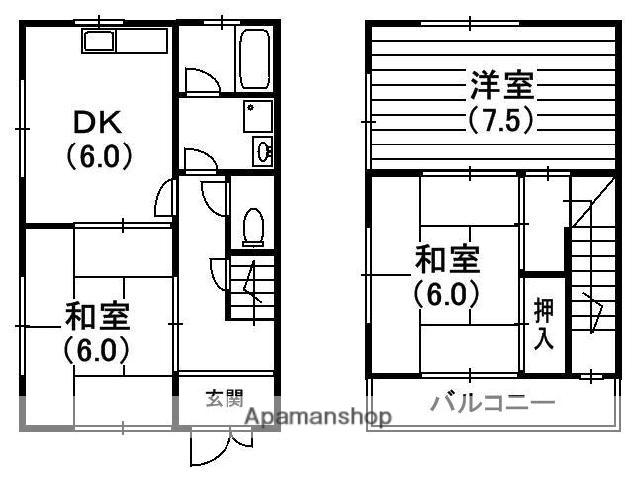 京阪電気鉄道京阪線 香里園駅 徒歩9分 2階建 築38年(3DK)の間取り写真