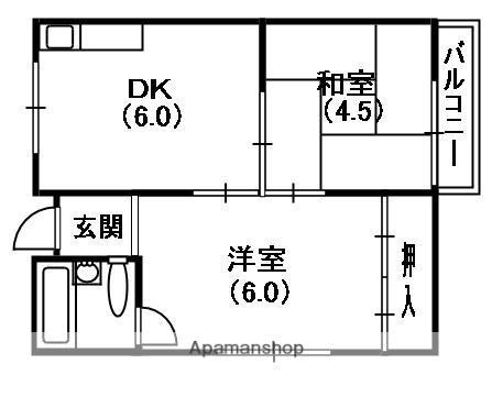 ロイヤルハイツ寝屋川(2DK/1階)の間取り写真