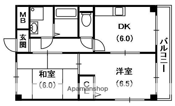 MPLAZA楠根弐番館(2DK/11階)の間取り写真