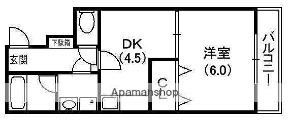 ユーベル1(1DK/1階)の間取り写真