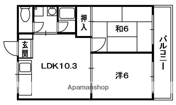 コンフォート境橋(2LDK/2階)の間取り写真
