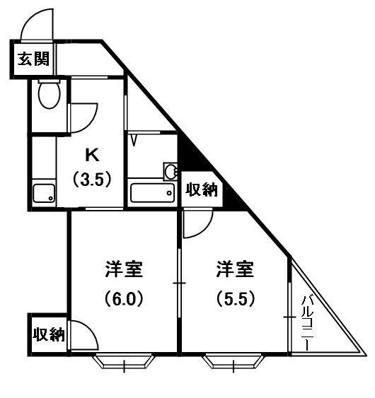 赤井マンション香里(2K/3階)の間取り写真