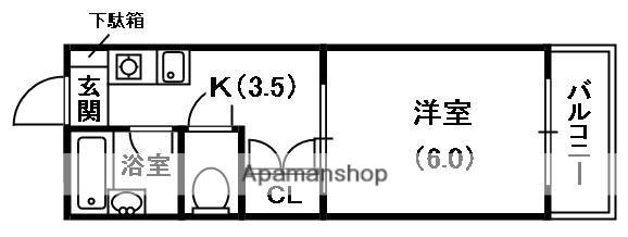 ロータリーマンション出口(1K/2階)の間取り写真