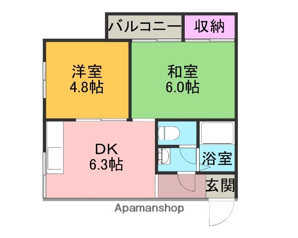 ヒルズ四條畷(2DK/3階)の間取り写真