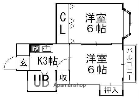 グロースハイツ忍ヶ丘Ⅱ(2K/3階)の間取り写真