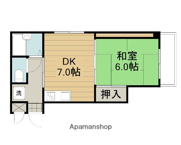 脇田ハイツ2号館(1DK/4階)の間取り写真