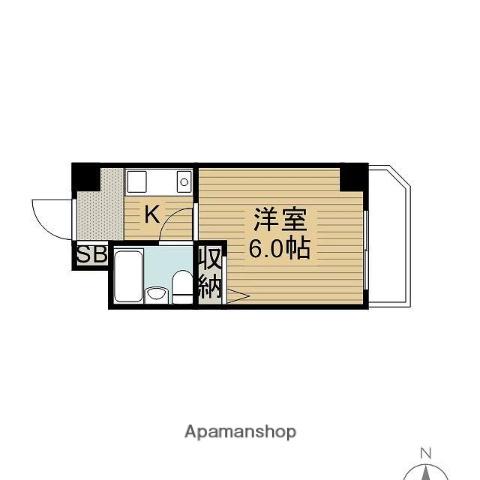エクセレント忍ヶ丘(1K/6階)の間取り写真