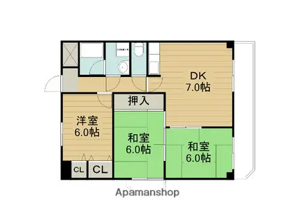 パストラル住道(3DK/3階)の間取り写真