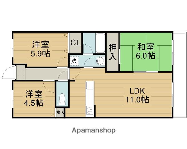 アメリア6番館(3LDK/9階)の間取り写真