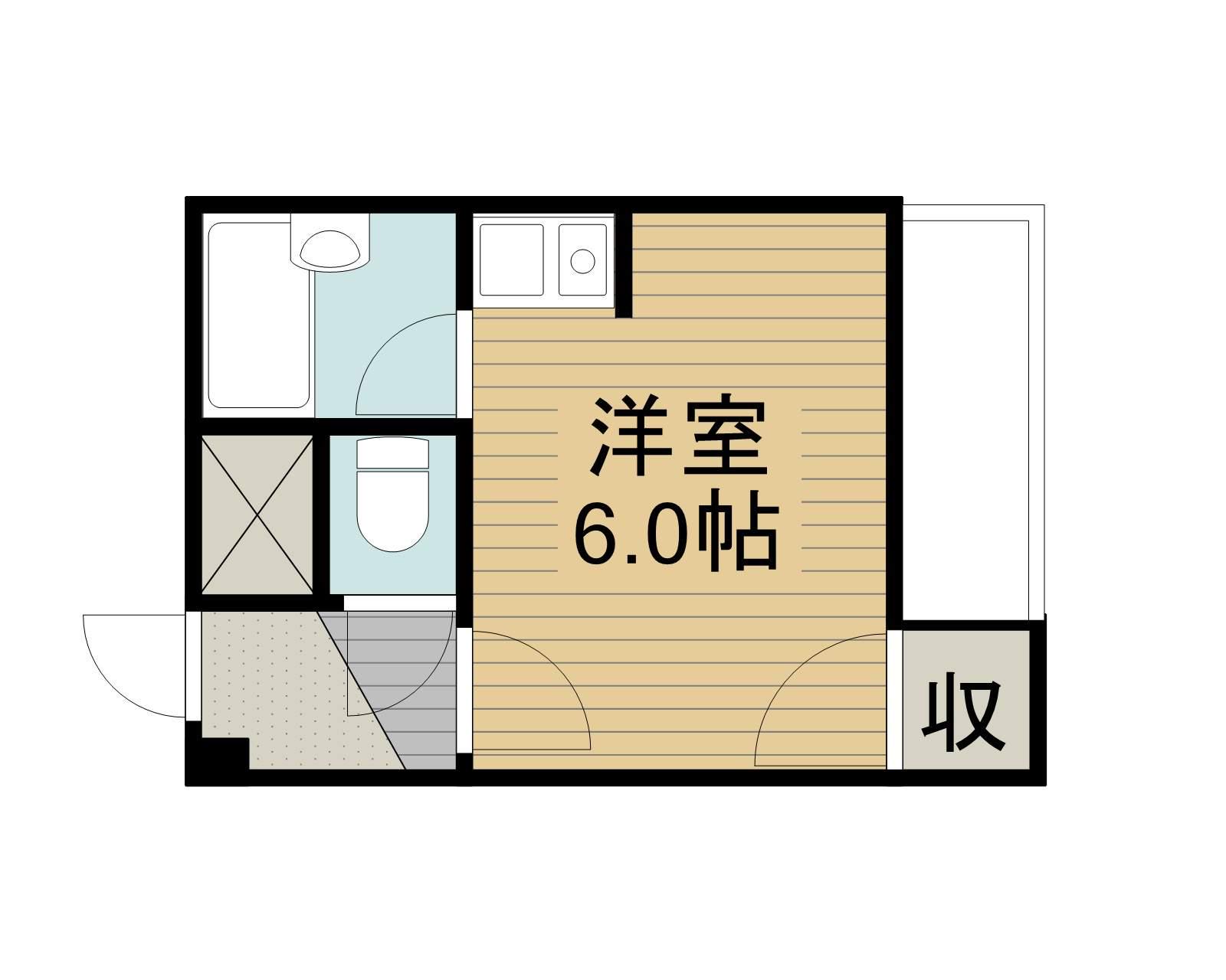 パークサイド野崎(ワンルーム/2階)の間取り写真