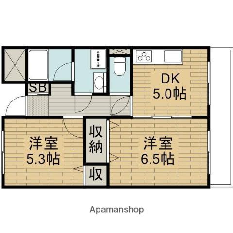 グラン・ピア南津の辺(2DK/3階)の間取り写真