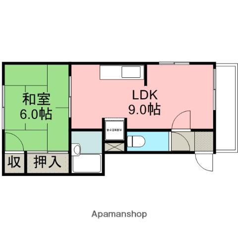 シャルマン南津の辺A(1LDK/3階)の間取り写真