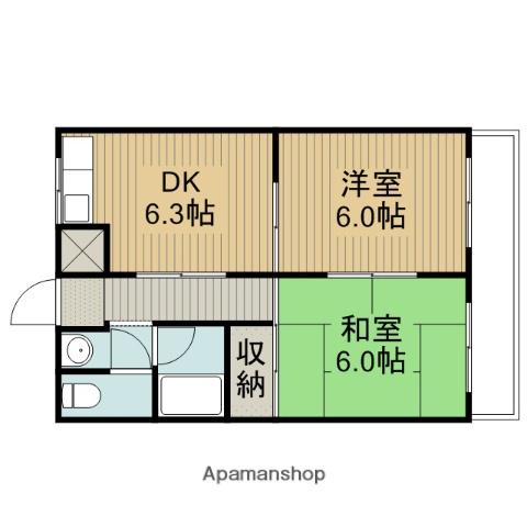 マンションオーク(2DK/3階)の間取り写真