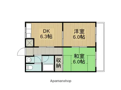 マンションオーク(2DK/4階)の間取り写真