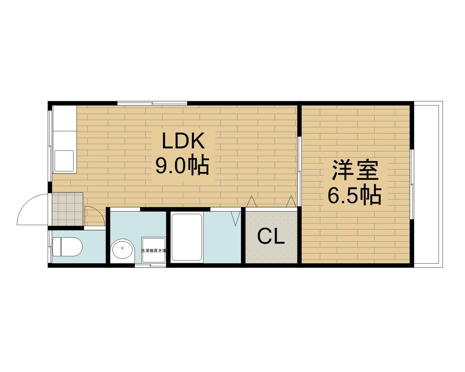 ソレイユ住道(1LDK/2階)の間取り写真