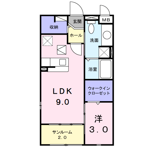 エミネンスムラカワⅡ(1LDK/1階)の間取り写真