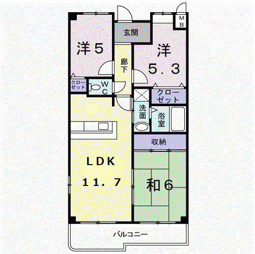 プリマベ-ラ・ブリッサ(3LDK/5階)の間取り写真