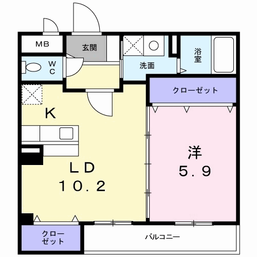 インサイド フィールド(1LDK/2階)の間取り写真